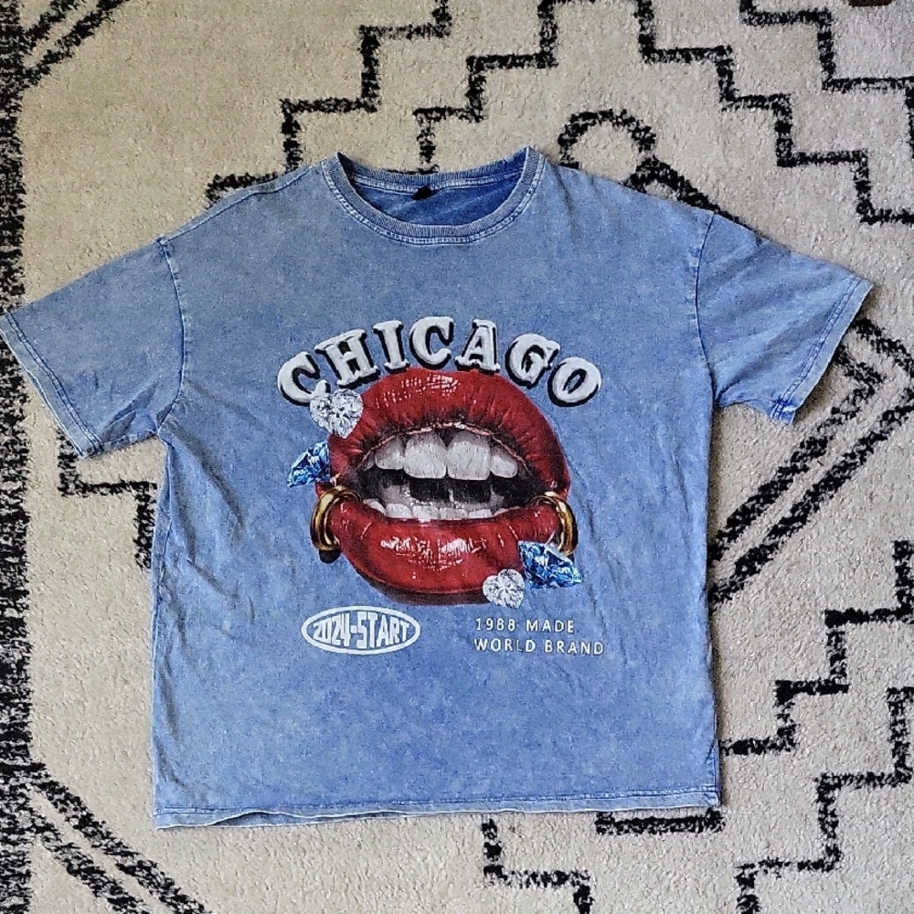Chicago Graphic Light Blue Tee